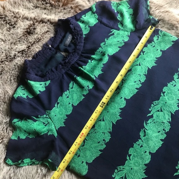 J. Crew Navy and Green Floral Blouse - Picture 5 of 8